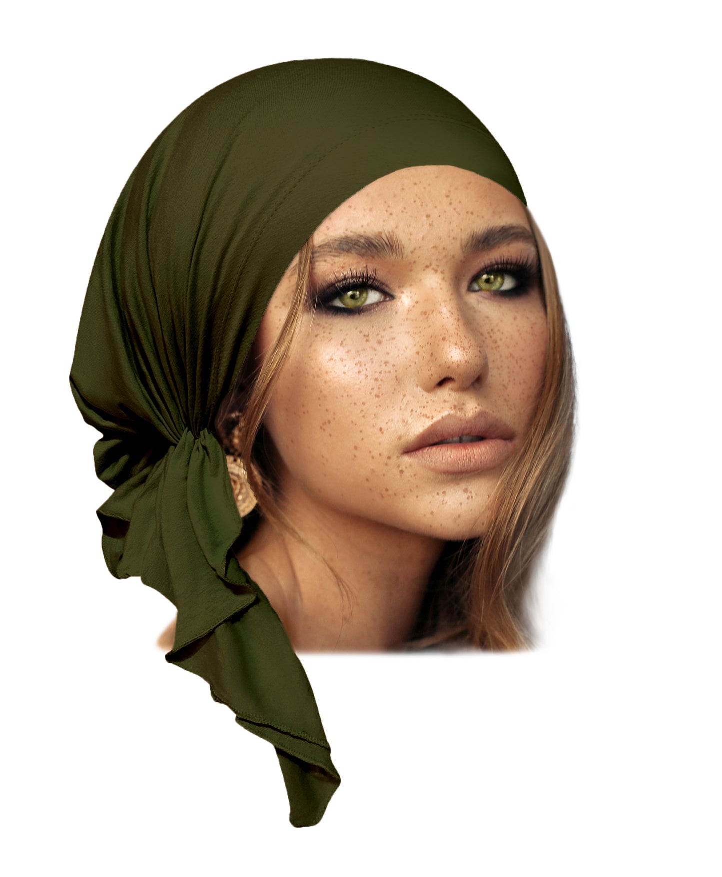 Olive green soft cotton headscarf