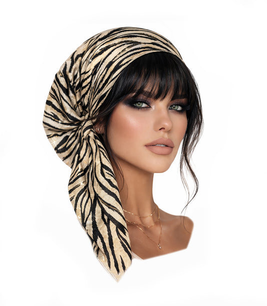 Black gold stripe sparkles non slip headscarf