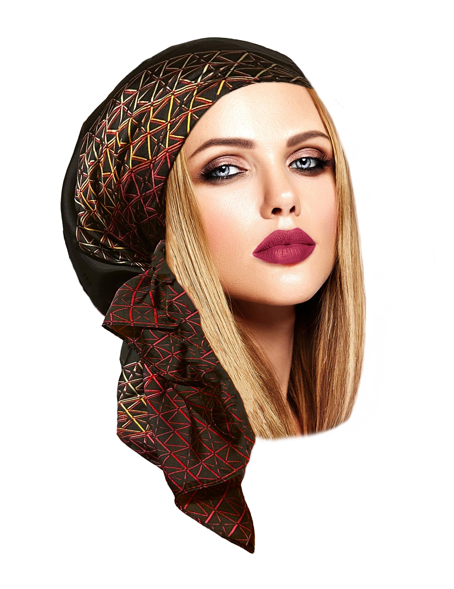 Black geometric non slip headscarf silky sparkle