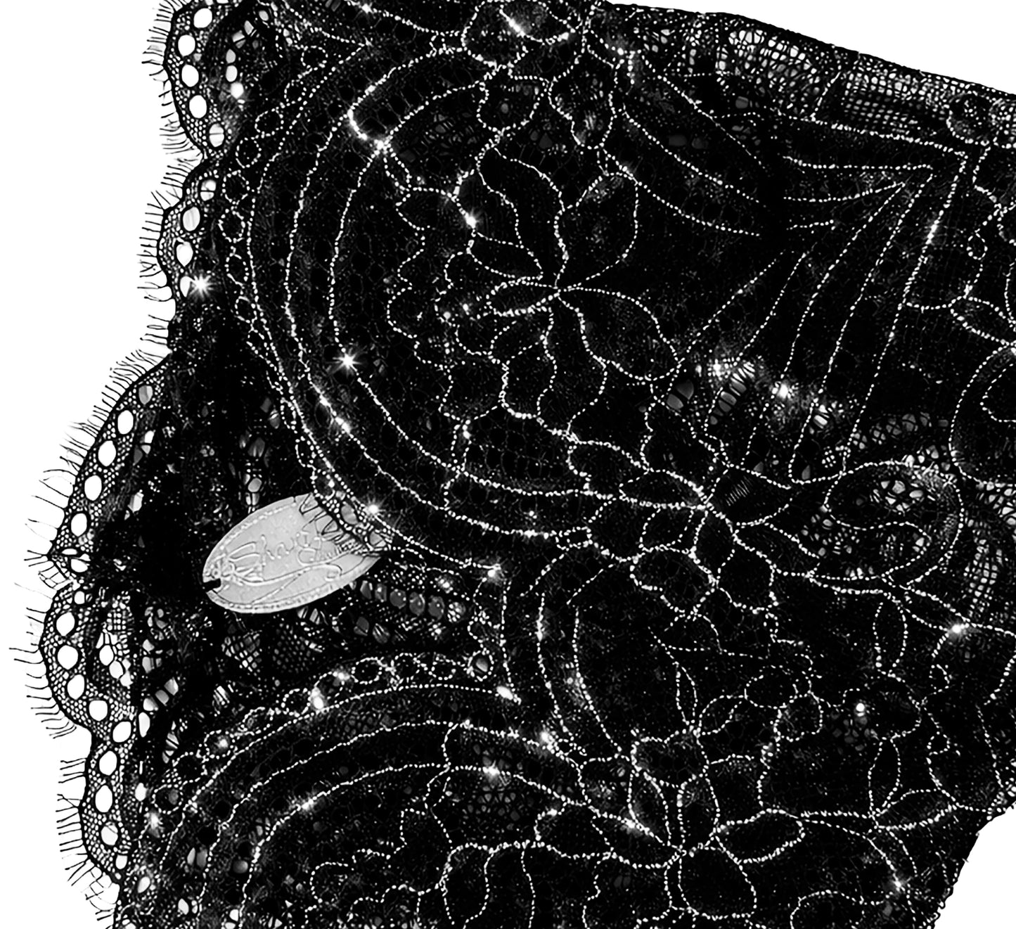 Black silver lace headband