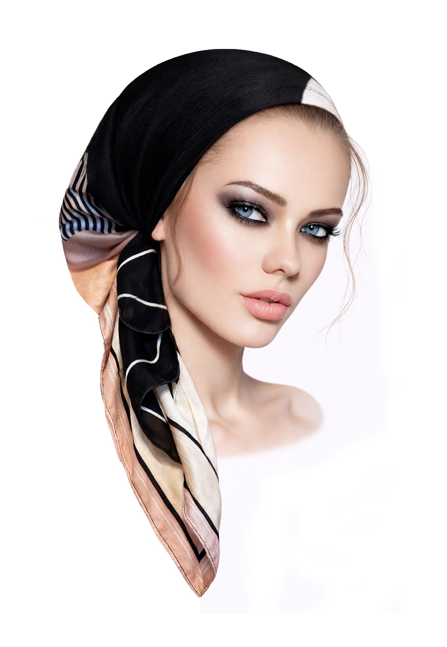 Black white pink stripe non slip headscarf