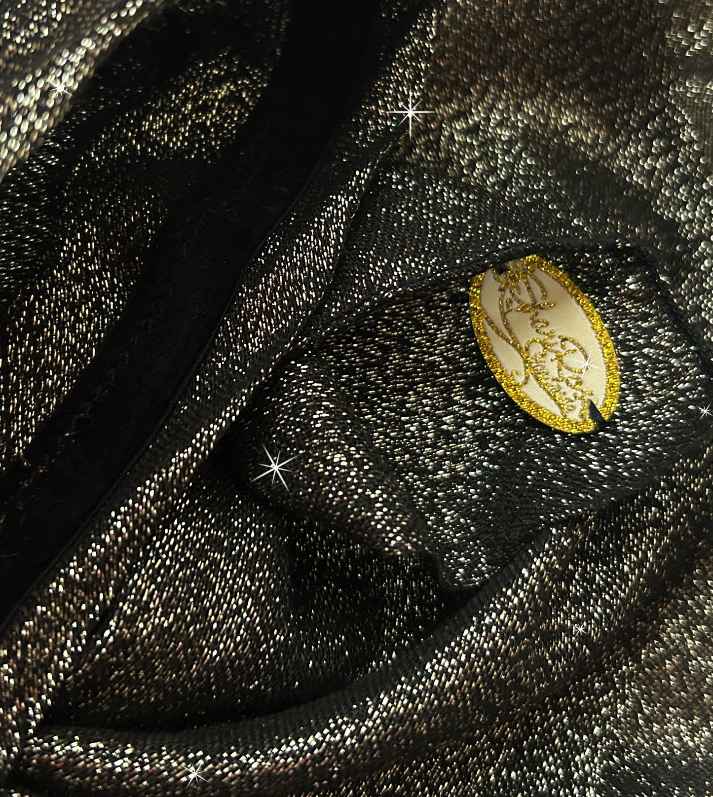 Black gold non slip headscarf sparkles