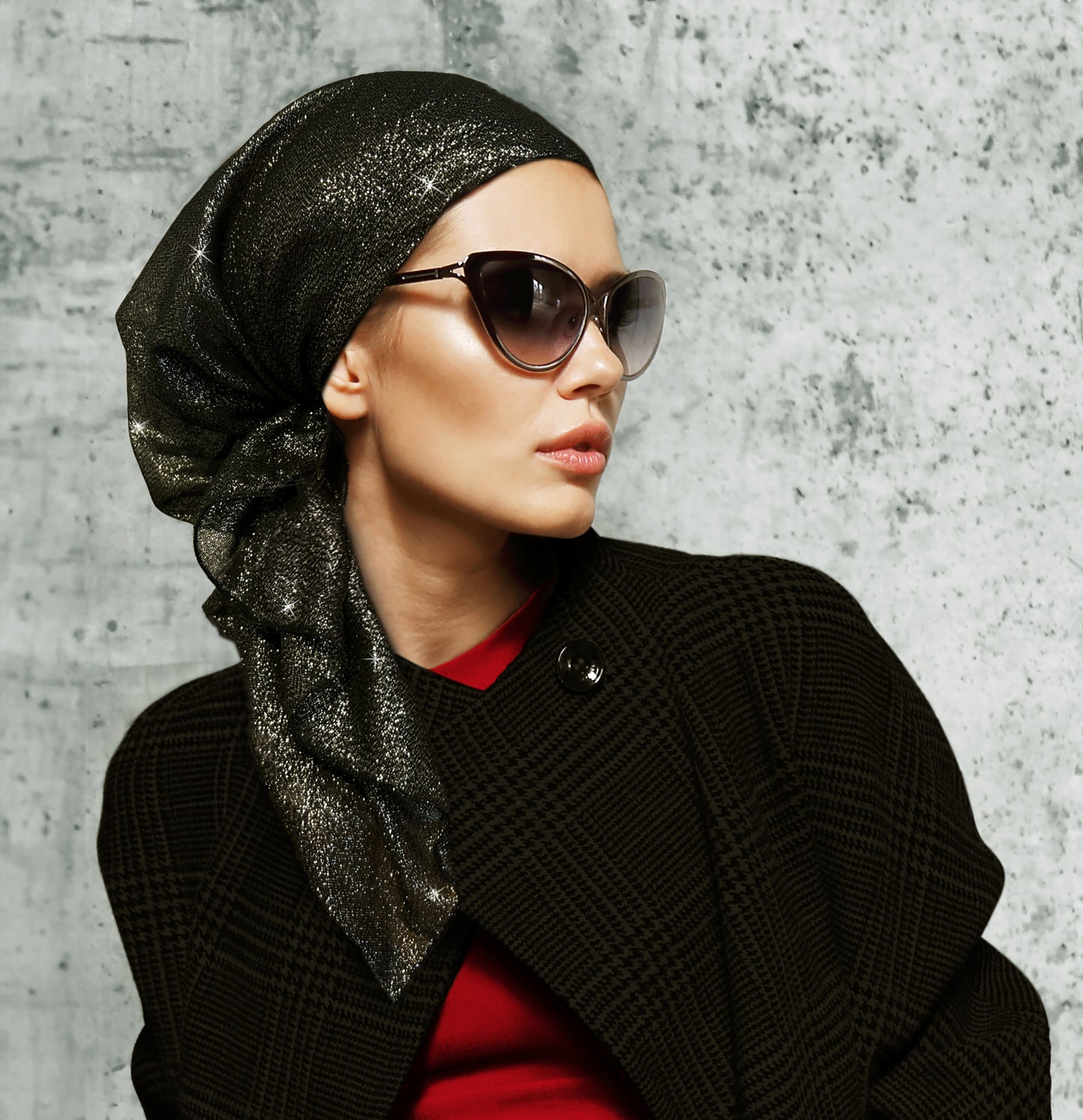 Black gold non slip headscarf sparkles