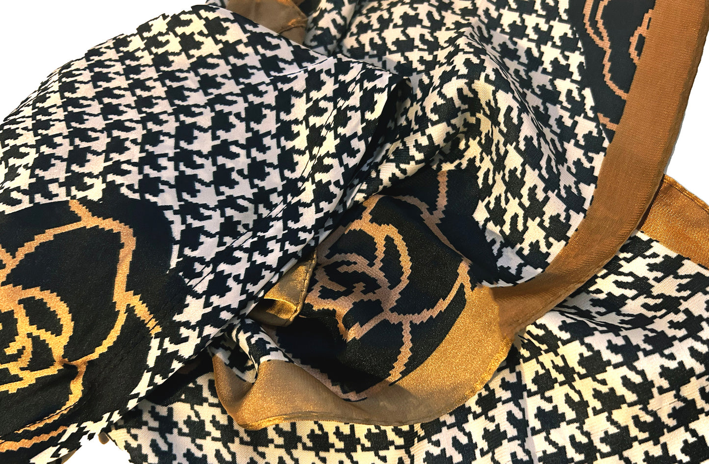Black gold houndstooth non slip headscarf