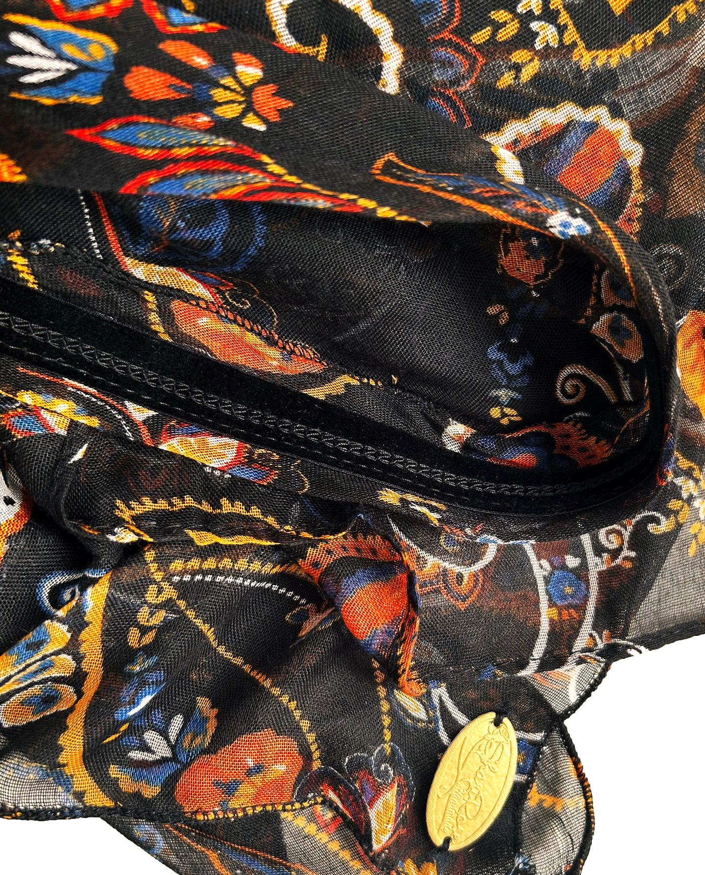 Black paisley lightweight non slip headscarf