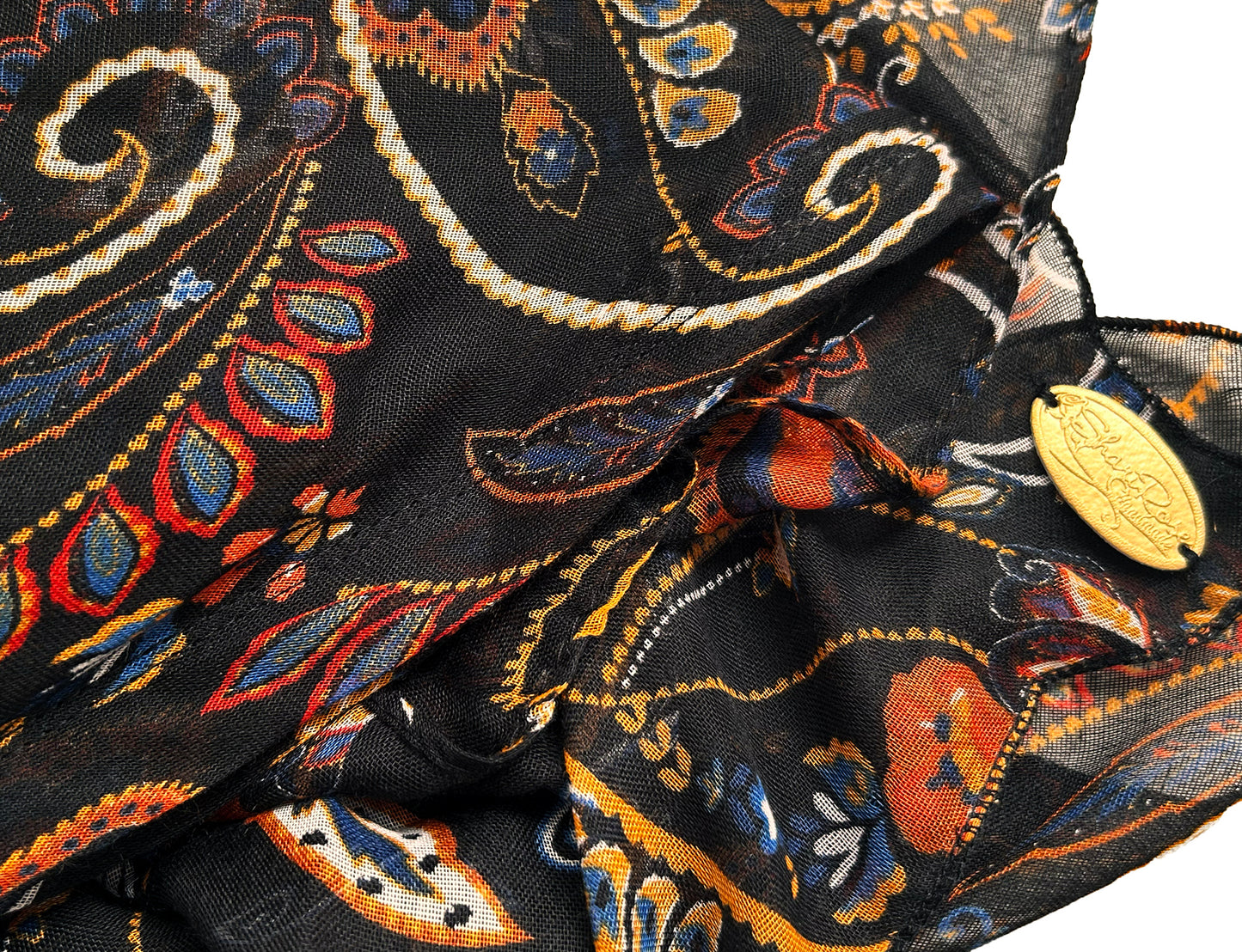 Black paisley lightweight non slip headscarf