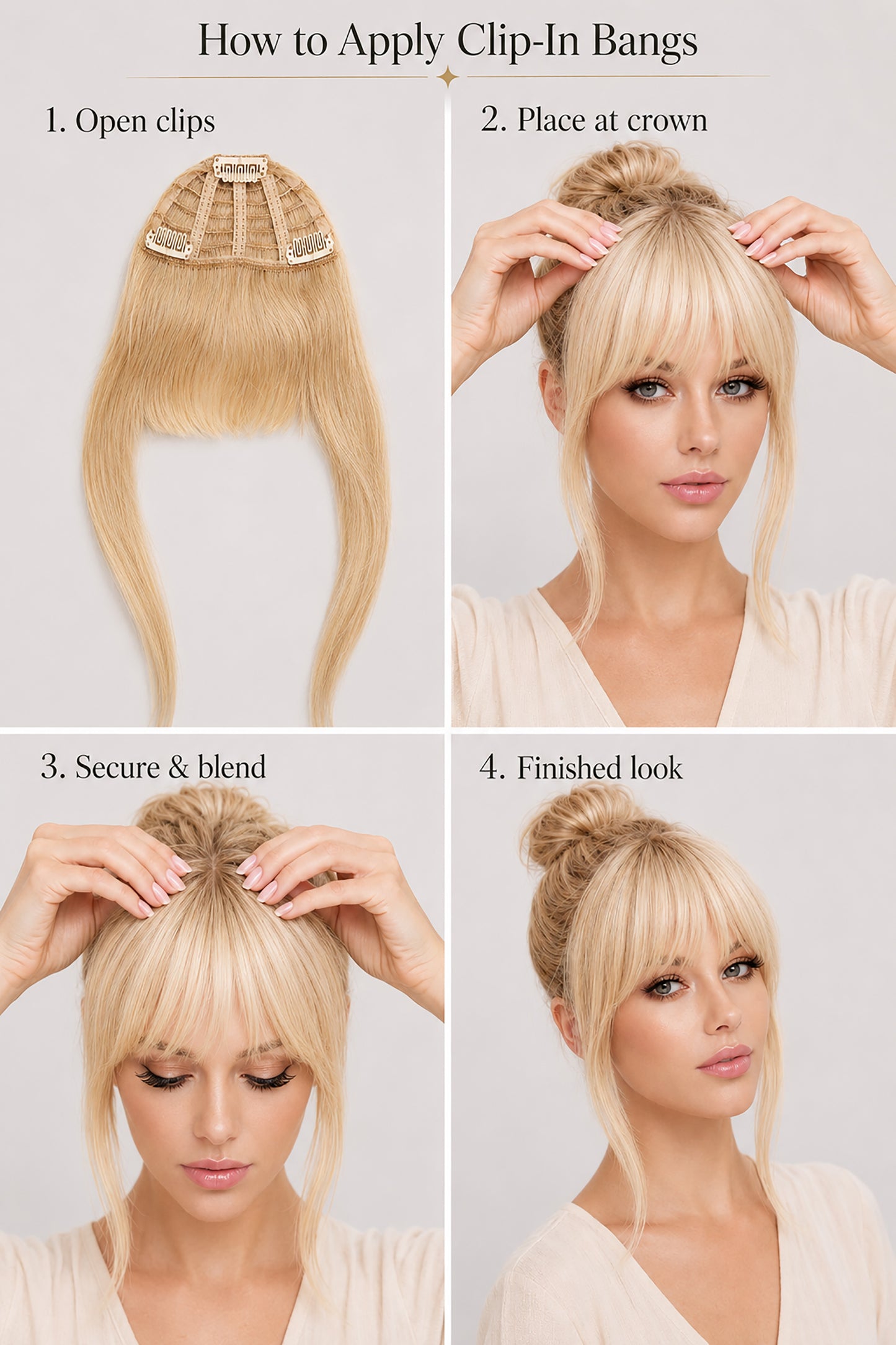 Clip in bangs hair extension mini wig 100% real human (blonde)