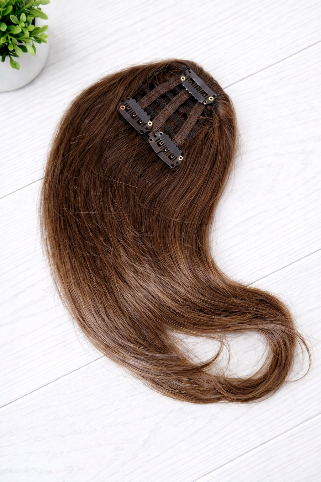Clip in bangs hair extension mini wig 100% real human (Light brown)