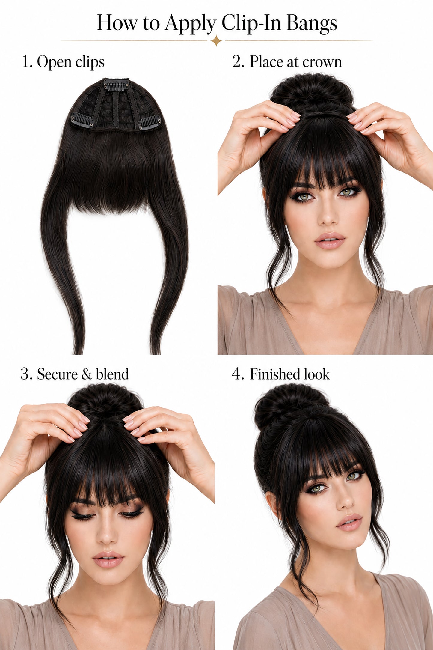 Clip in bangs hair extension mini wig 100% real human (Brunette)