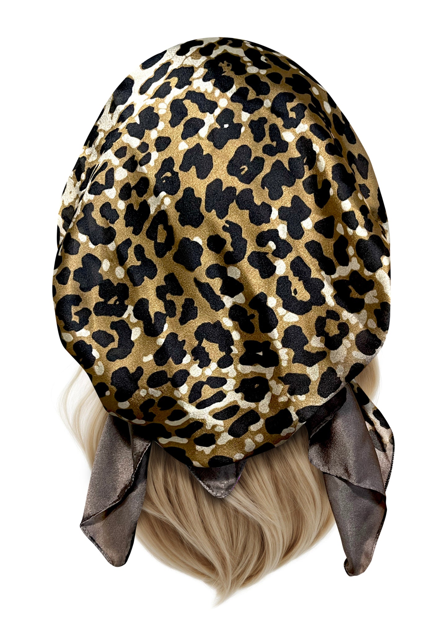 Cheetah satin non slip headscarf