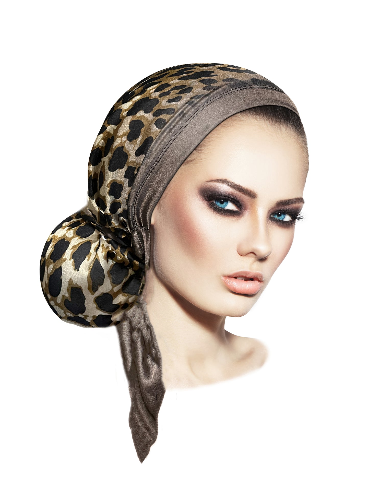 Long cheetah satin non slip headscarf