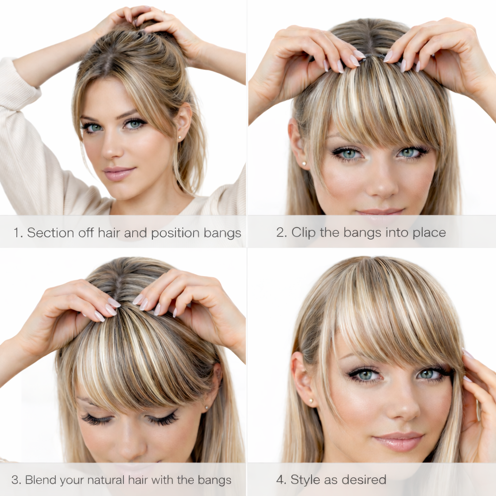 Clip in bangs hair extension mini wig 100% real human (Dirty blonde)
