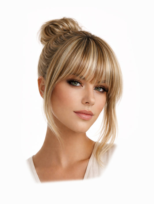 Clip in bangs hair extension mini wig 100% real human (Dirty blonde)
