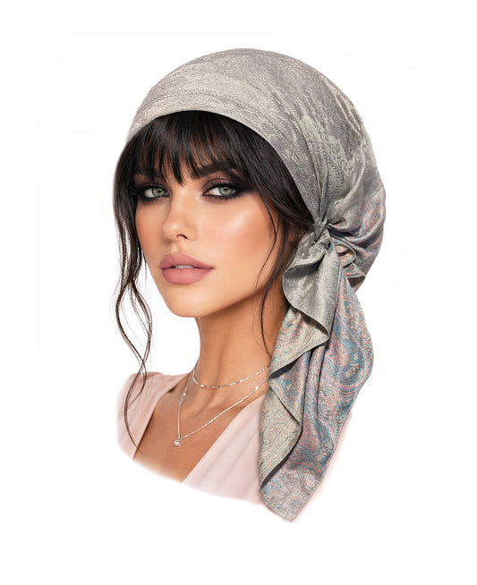 Gray cashmere non slip headscarf