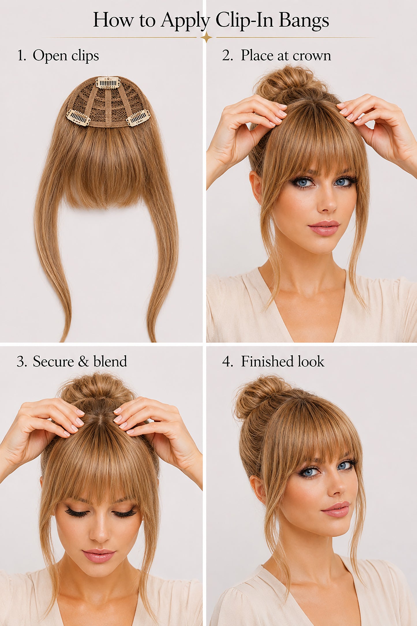 Sandy Blonde 100% Human Hair Clip-In Bangs