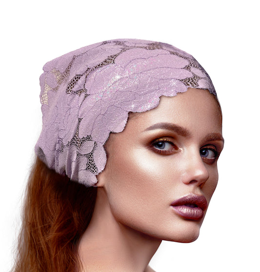 Purple iridescent lace headband
