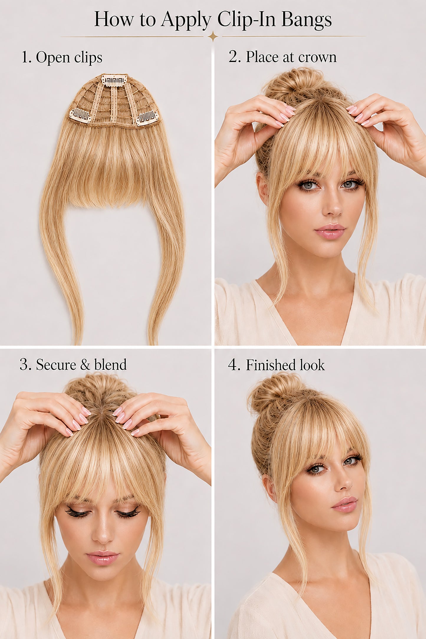Clip in bangs hair extension mini wig 100% real human (Light blonde mix)