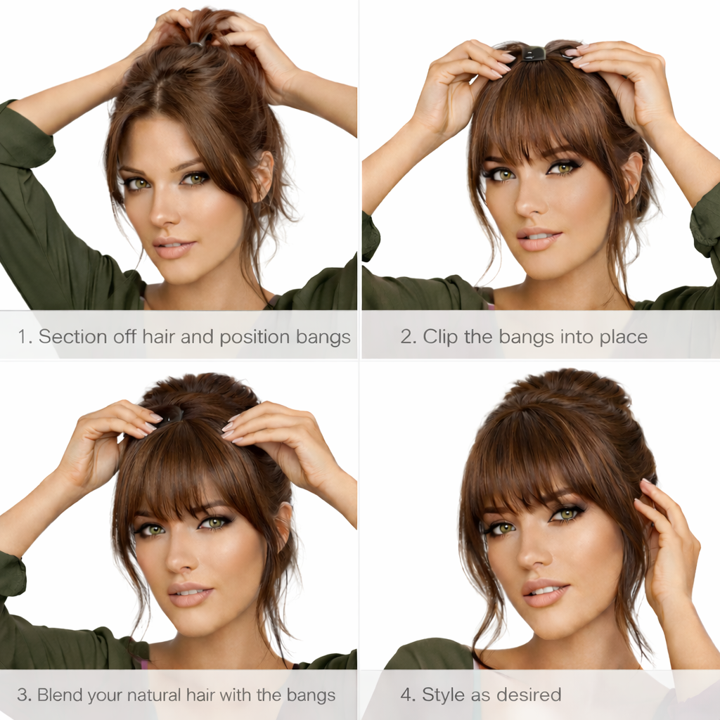 Clip in bangs hair extension mini wig 100% real human (Light brown)