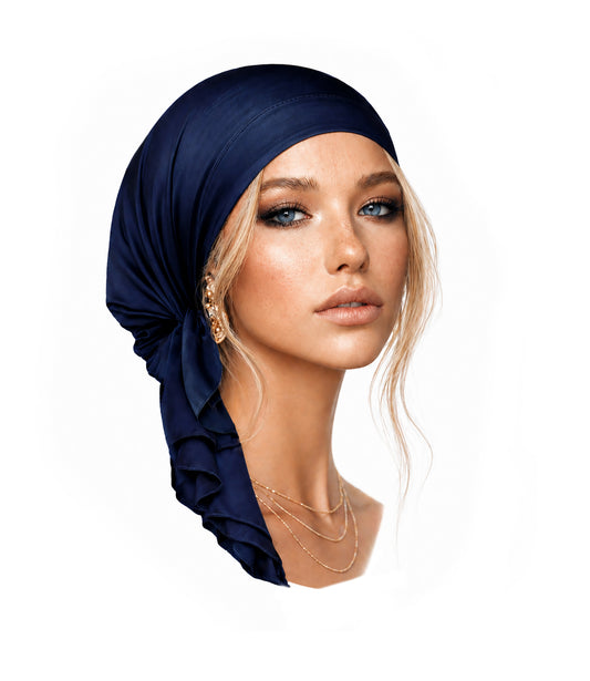 Deep navy blue non slip lightweight headscarf