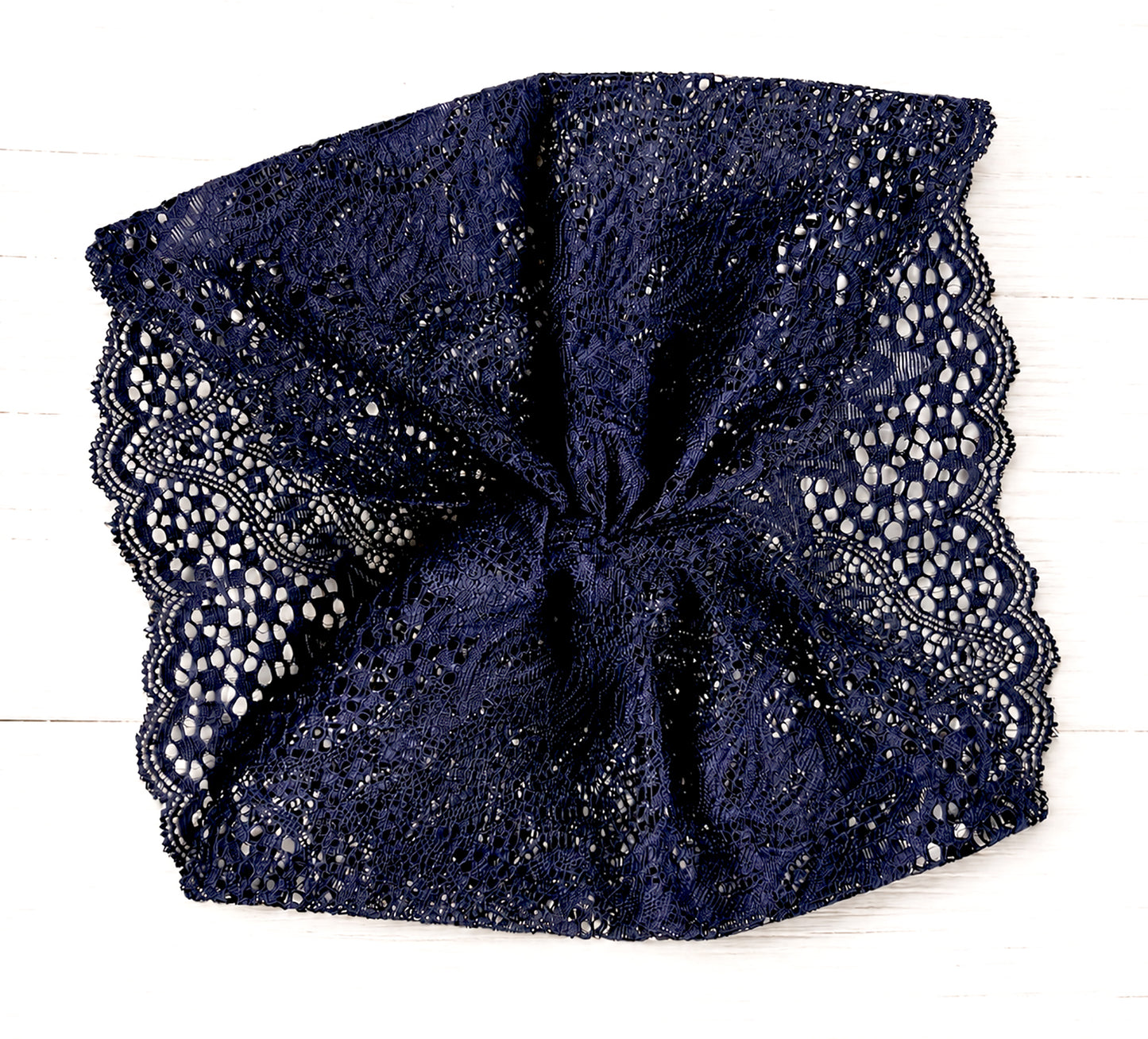 Navy Blue Scalloped Lace Headband