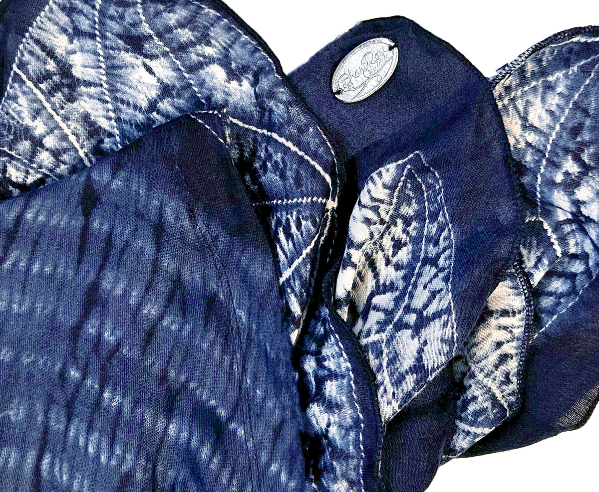 Navy Blue Tie-Dye Non-Slip Pre-Tied Headscarf