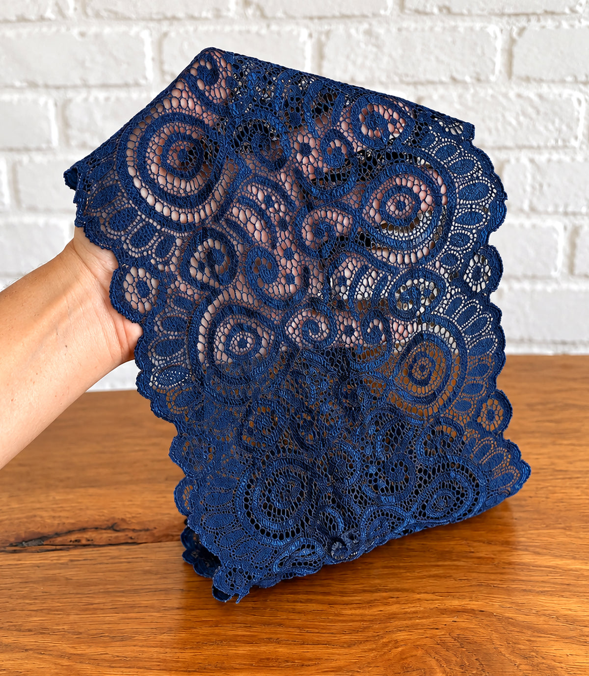 Navy Blue Swirl Lace Headband