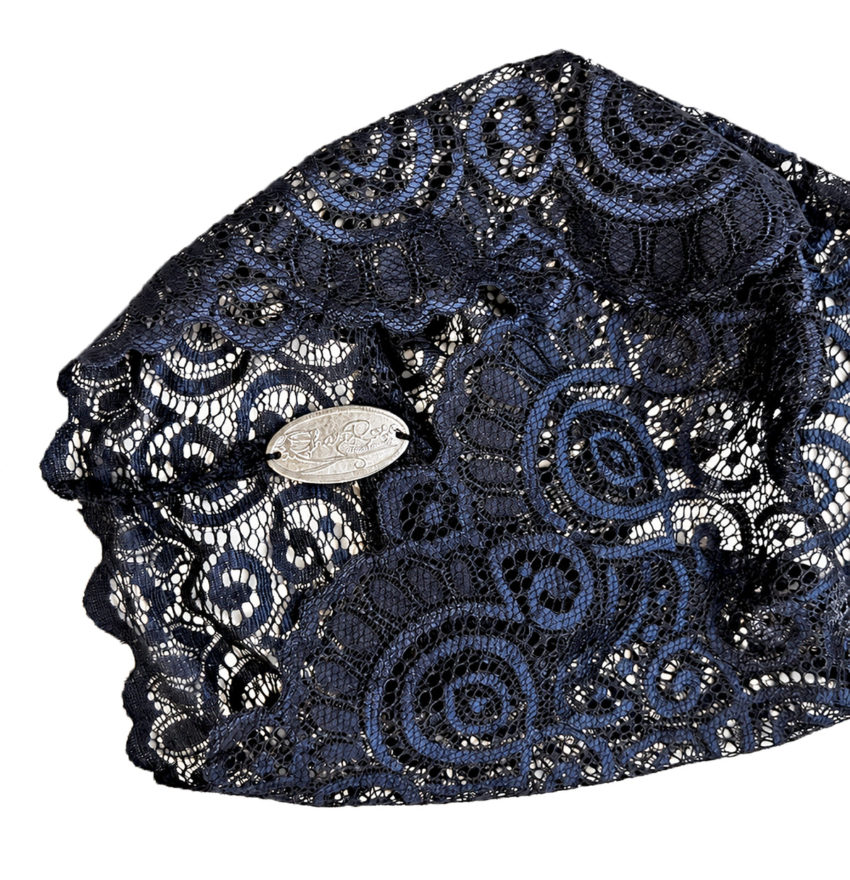 Navy Blue Swirl Lace Headband
