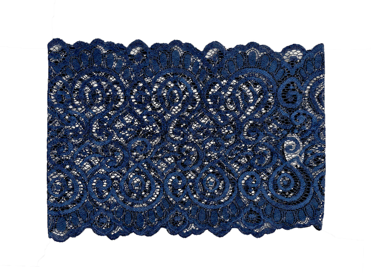Navy Blue Swirl Lace Headband