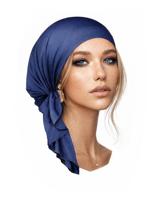 Periwinkle blue non slip cotton headscarf