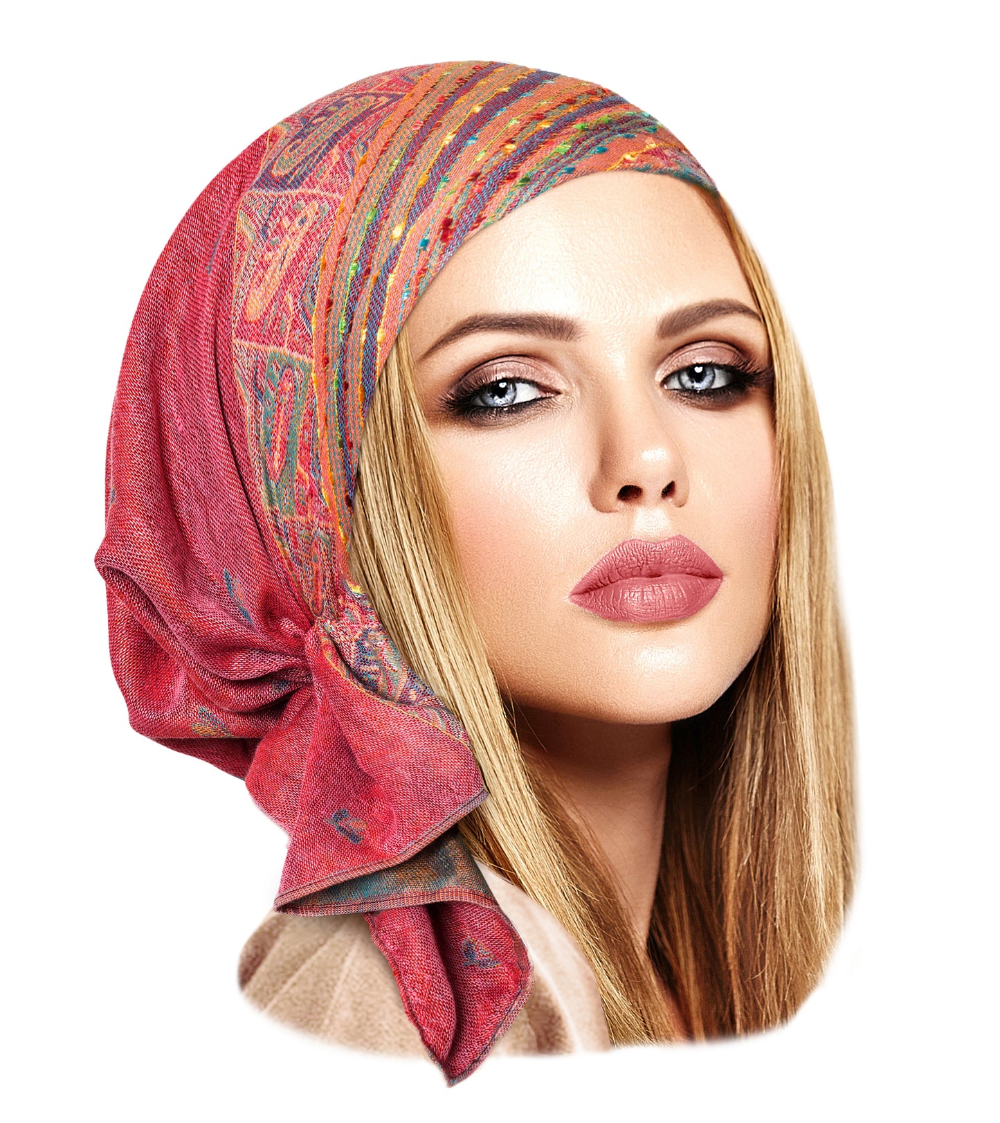 Pink cashmere headscarf