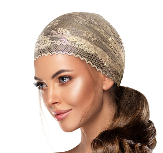 Pink iridescent lace headband