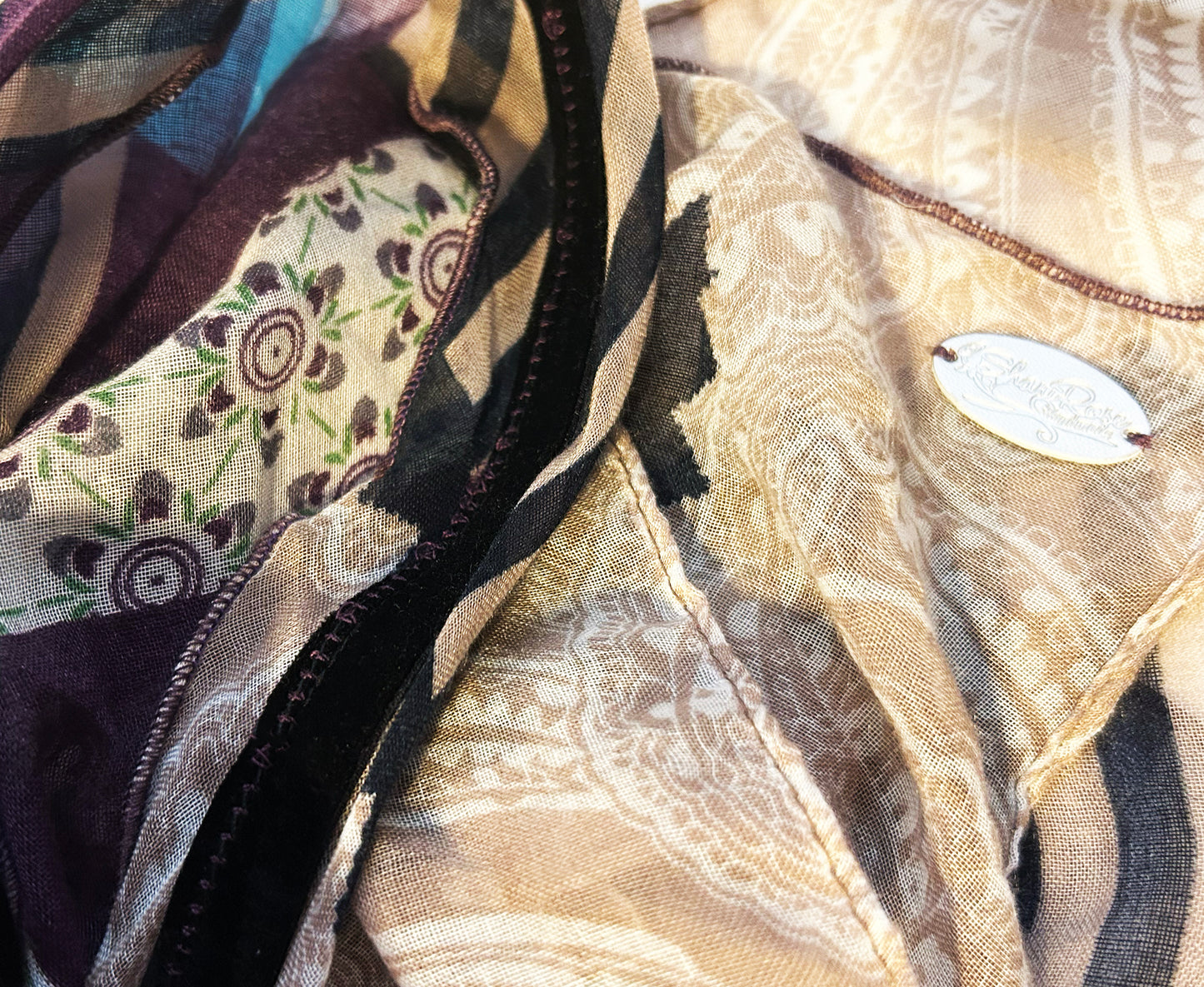 Summer non slip purple taupe stripe headscarf