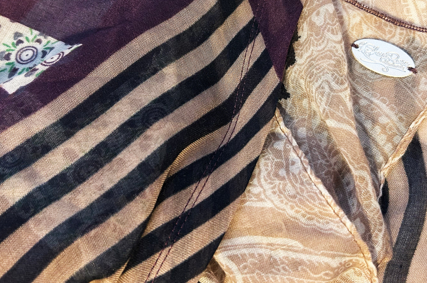 Summer non slip purple taupe stripe headscarf