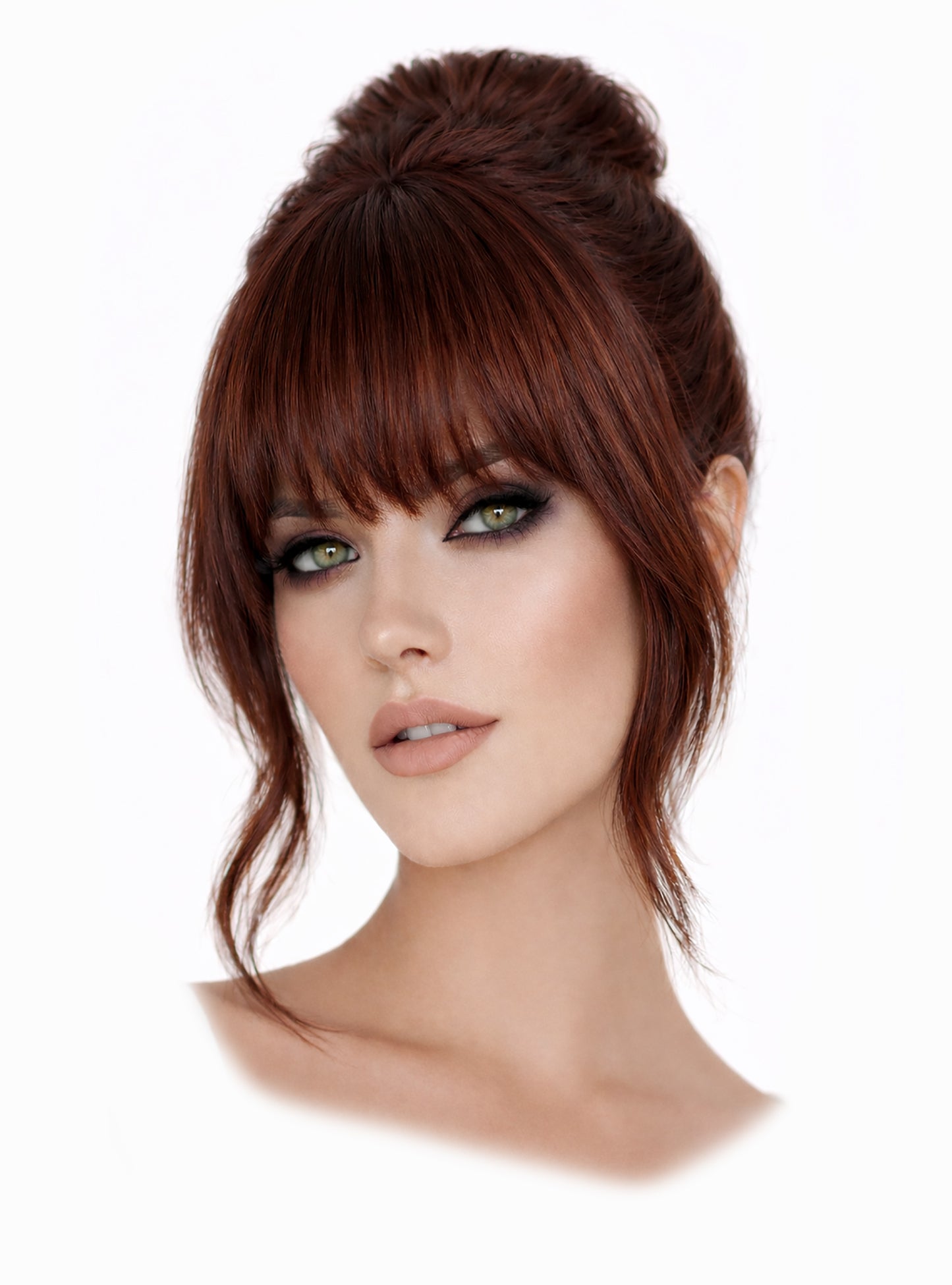 Clip in bangs hair extension mini wig 100% real human (Auburn)
