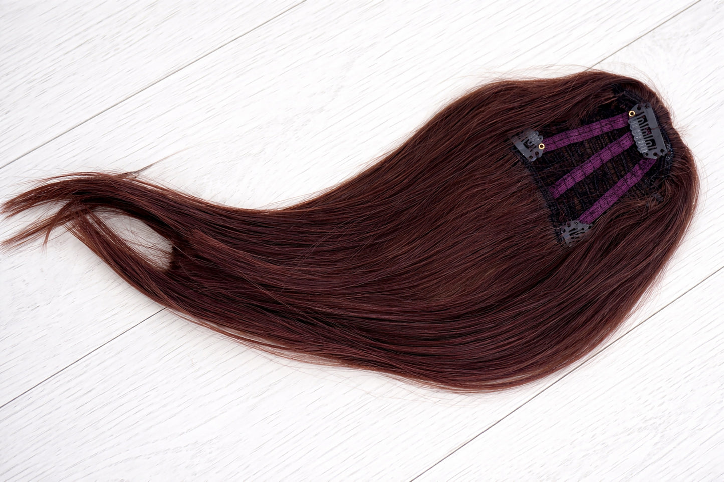 Clip in bangs hair extension mini wig 100% real human (Auburn)