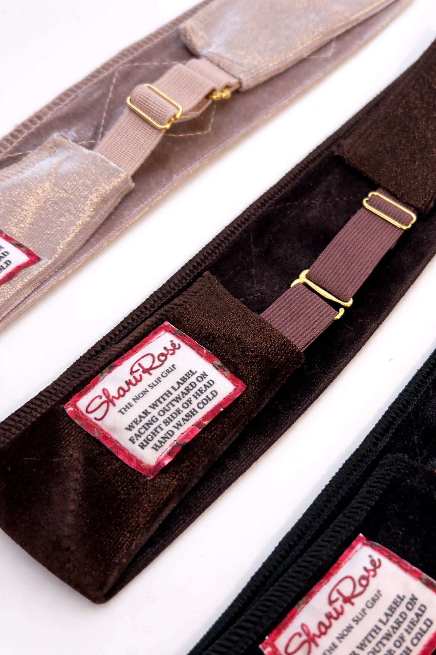 Brown velour non slip headband for wig & headscarf