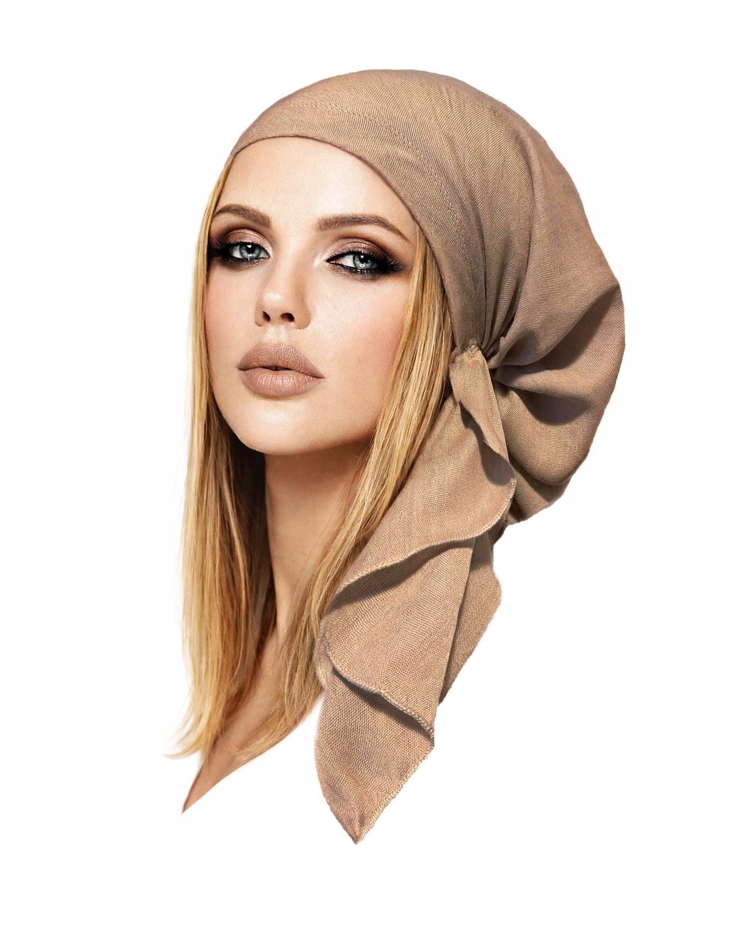 Beige cotton non slip headscarf