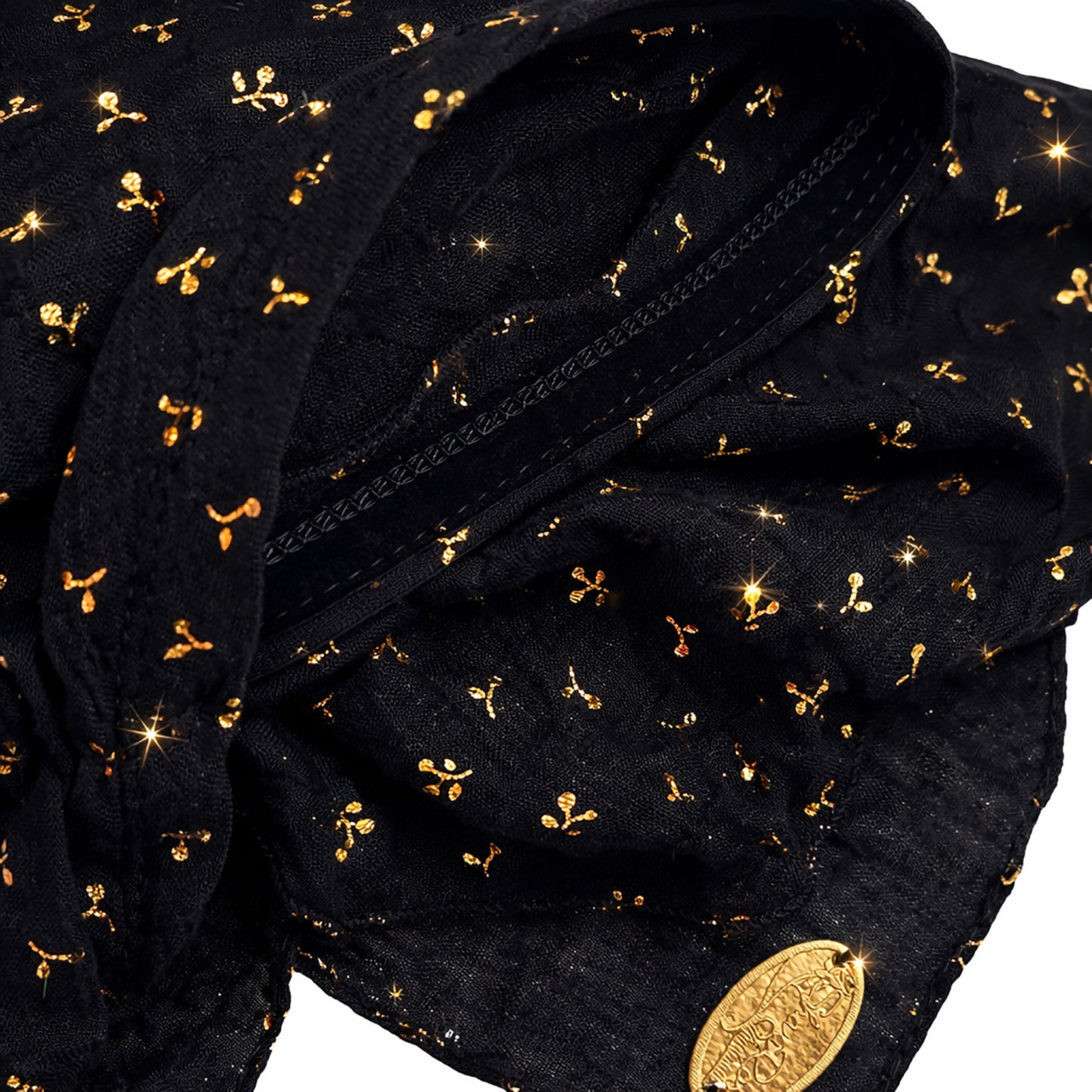 Black gold non slip headscarf sparkles