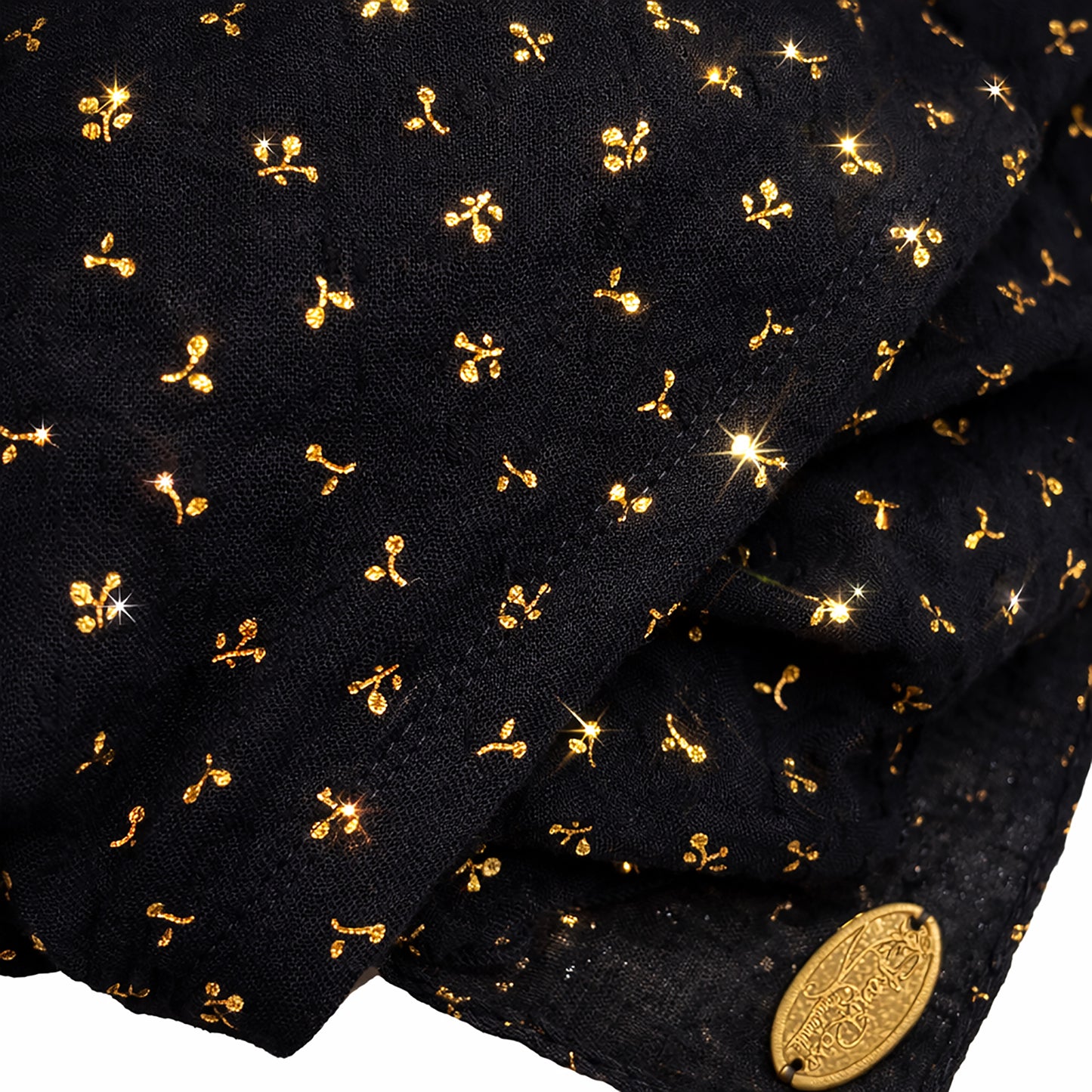 Black gold non slip headscarf sparkles