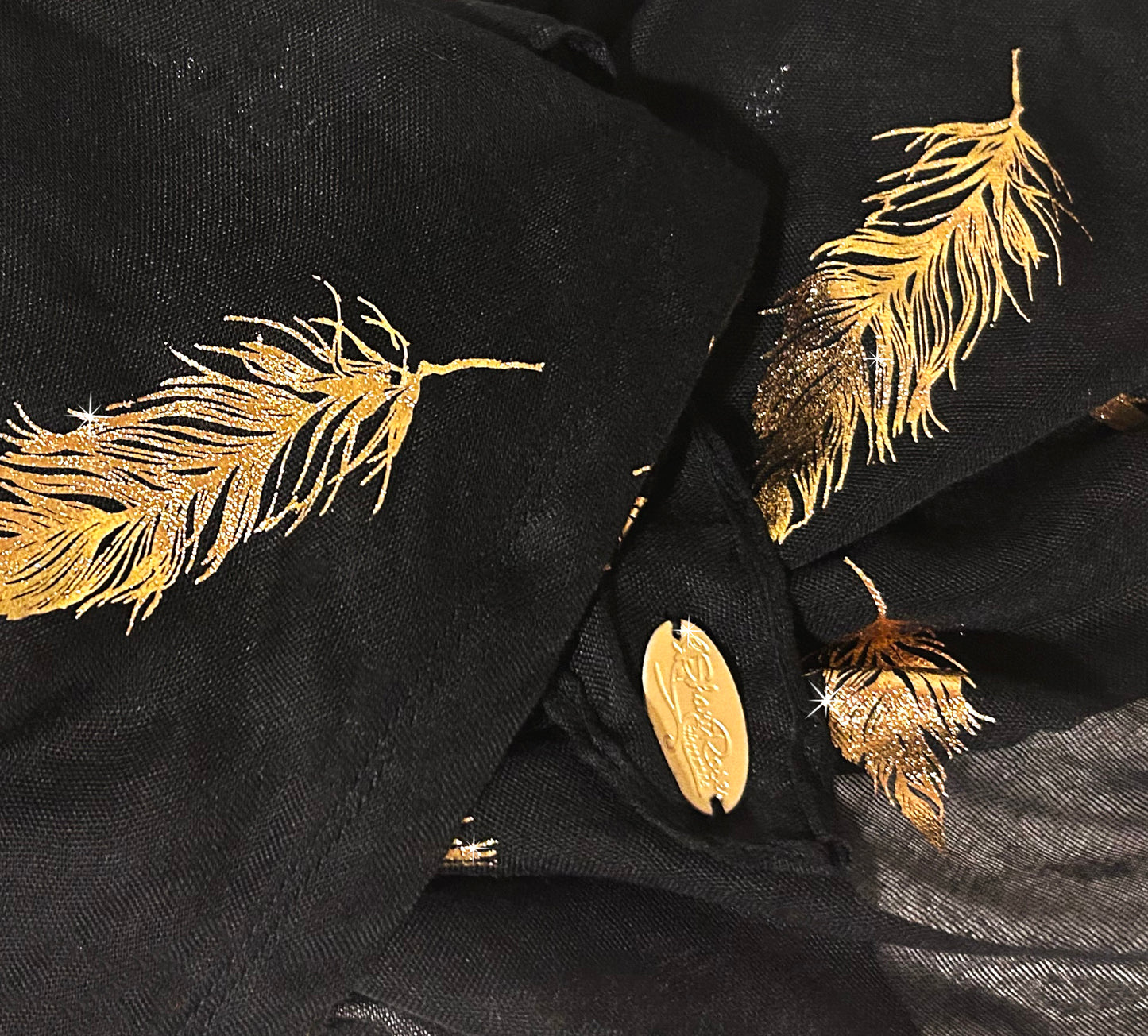 Black gold feather sparkles non slip headscarf