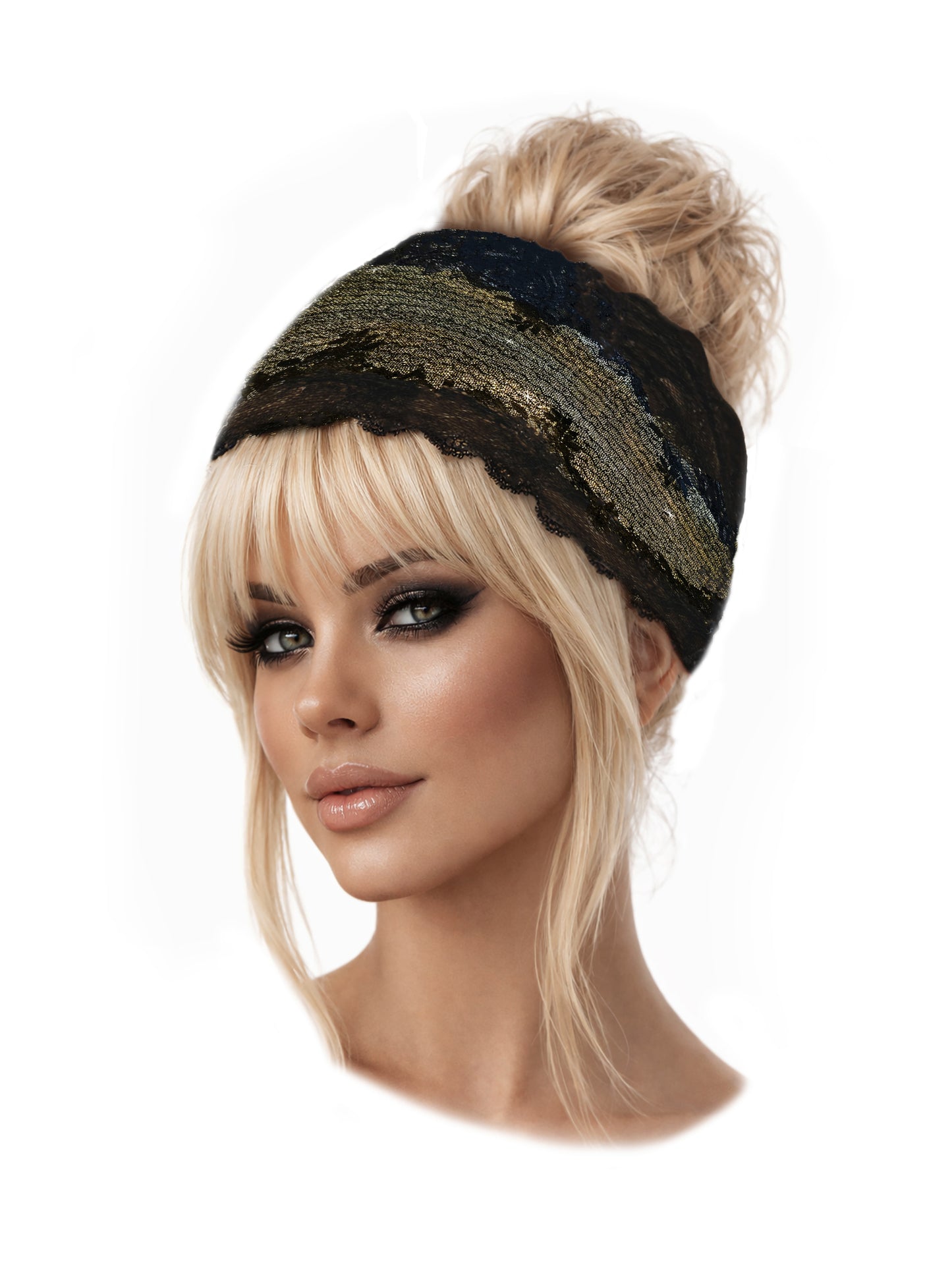 Black gold vintage lace headband