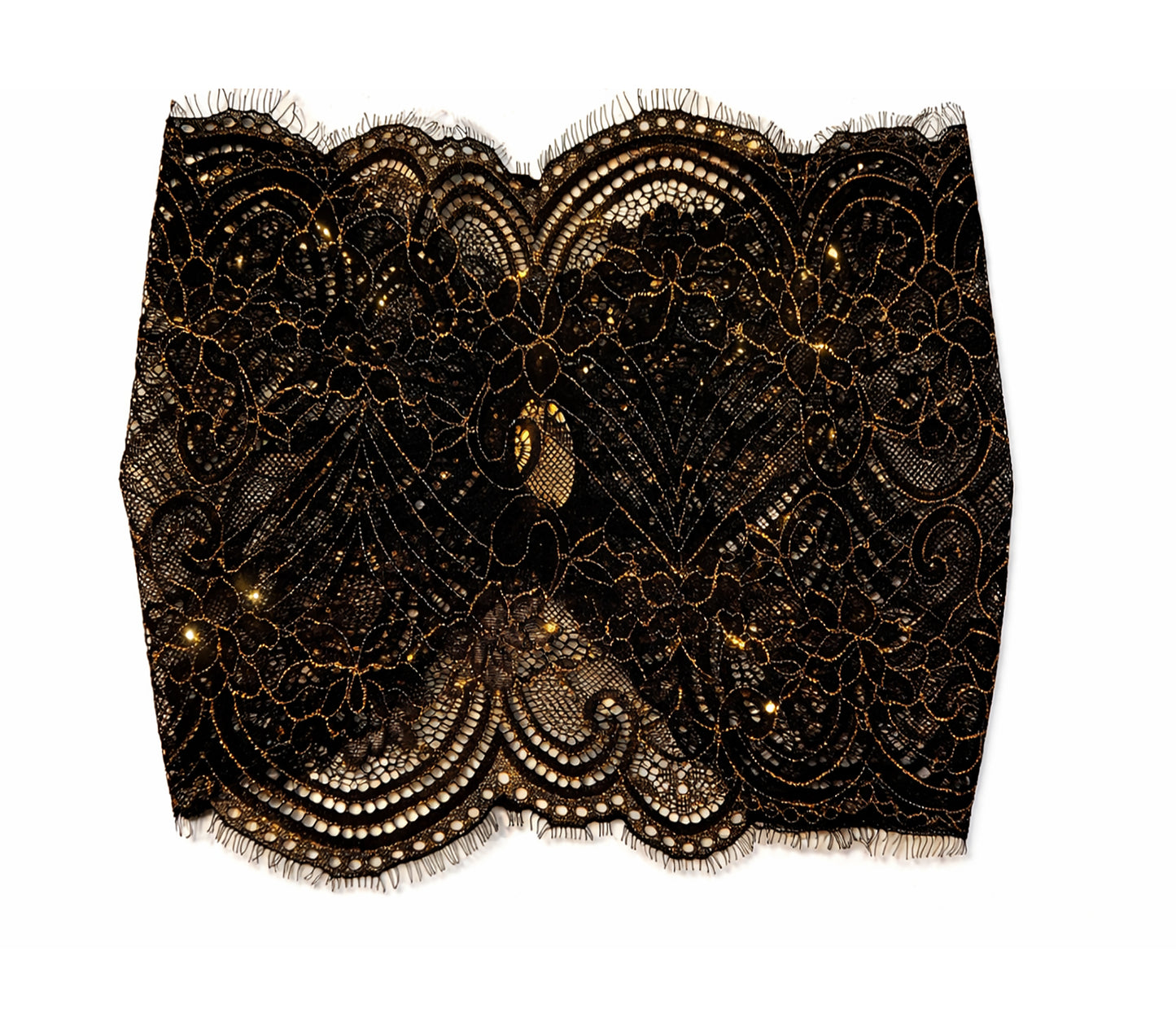 Black lace headband gold floral
