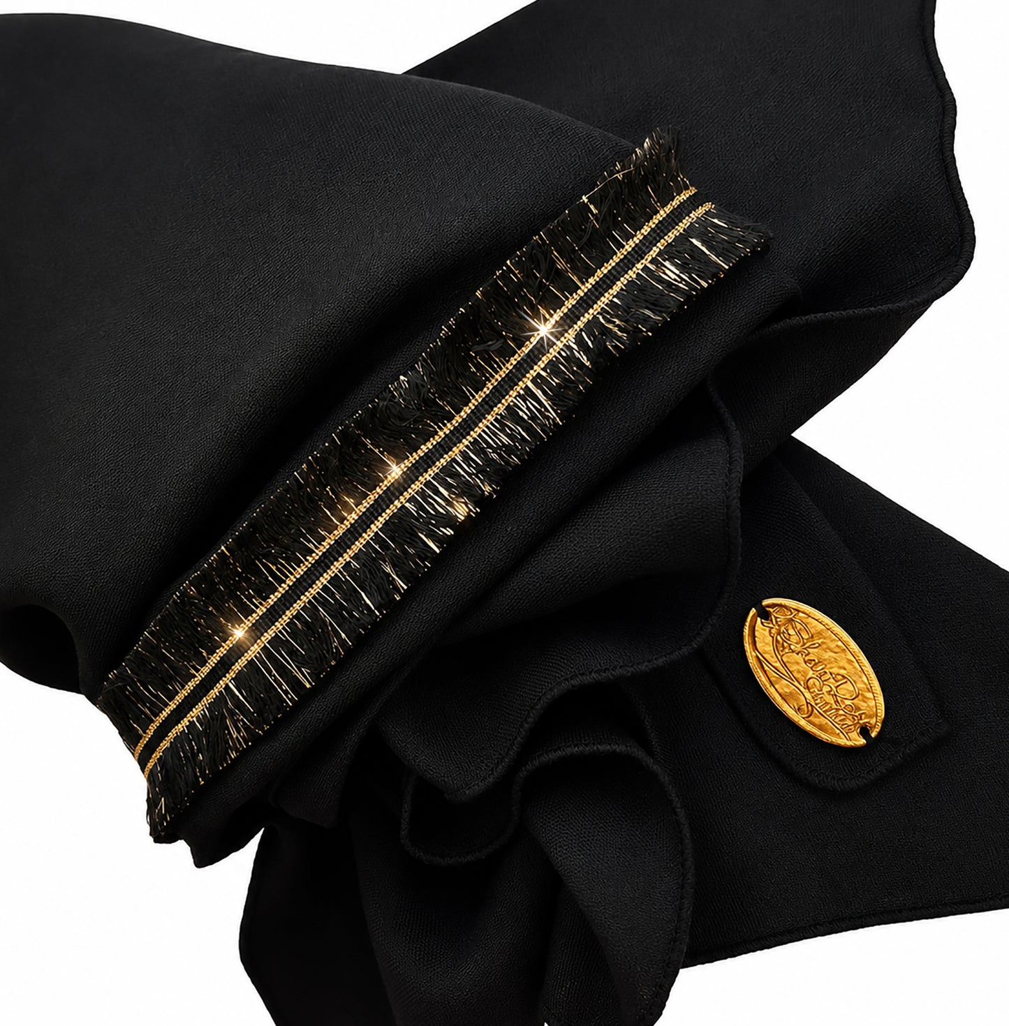 Black Gold Trim Non-Slip Pre-Tied Headscarf