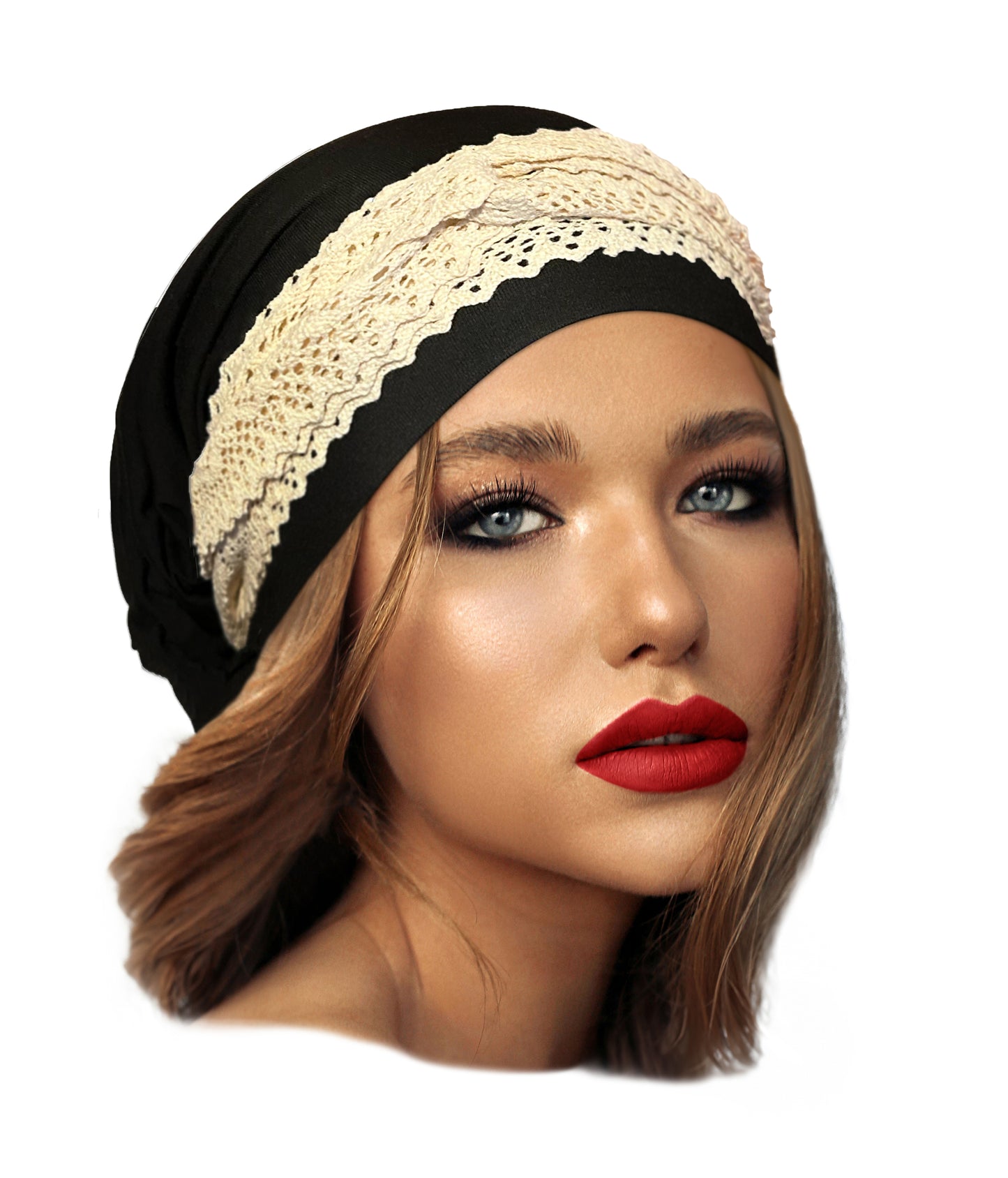 Long black headscarf vintage lace