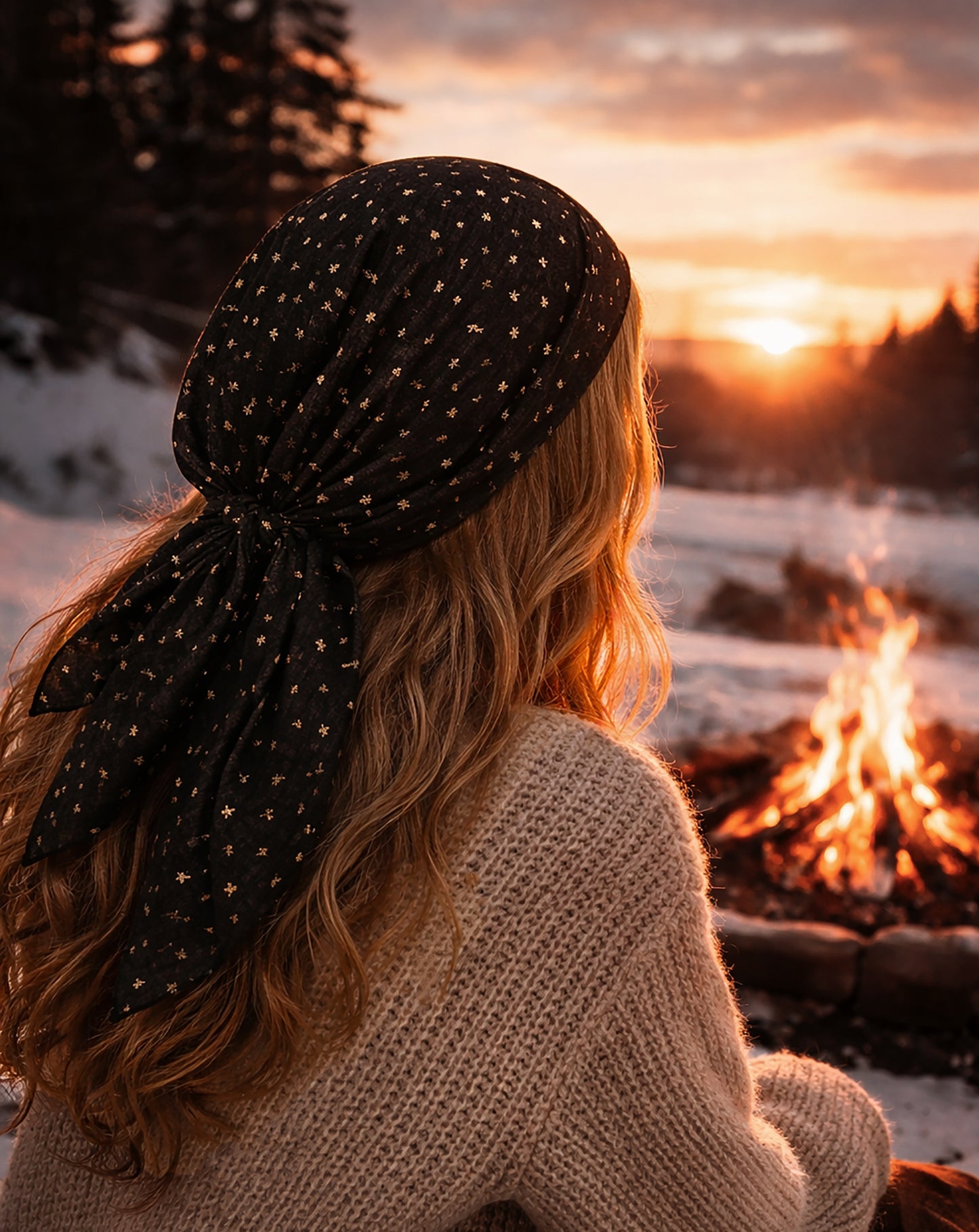 Black gold non slip headscarf sparkles