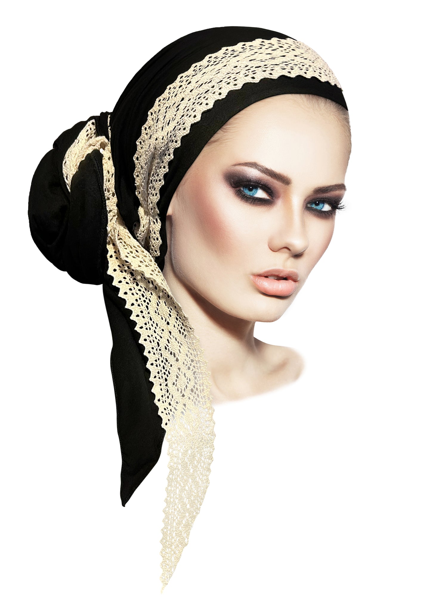 Long black headscarf vintage lace