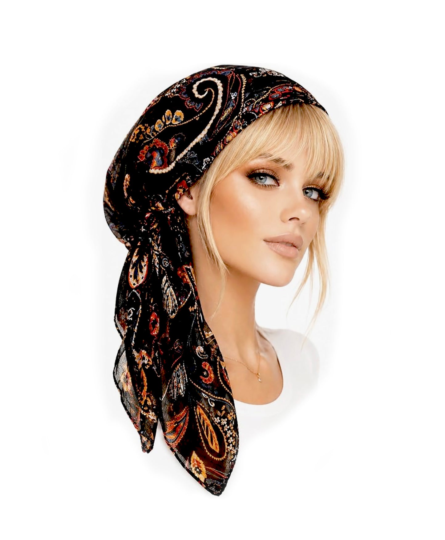 Black Paisley Non-Slip Pre-Tied Headscarf