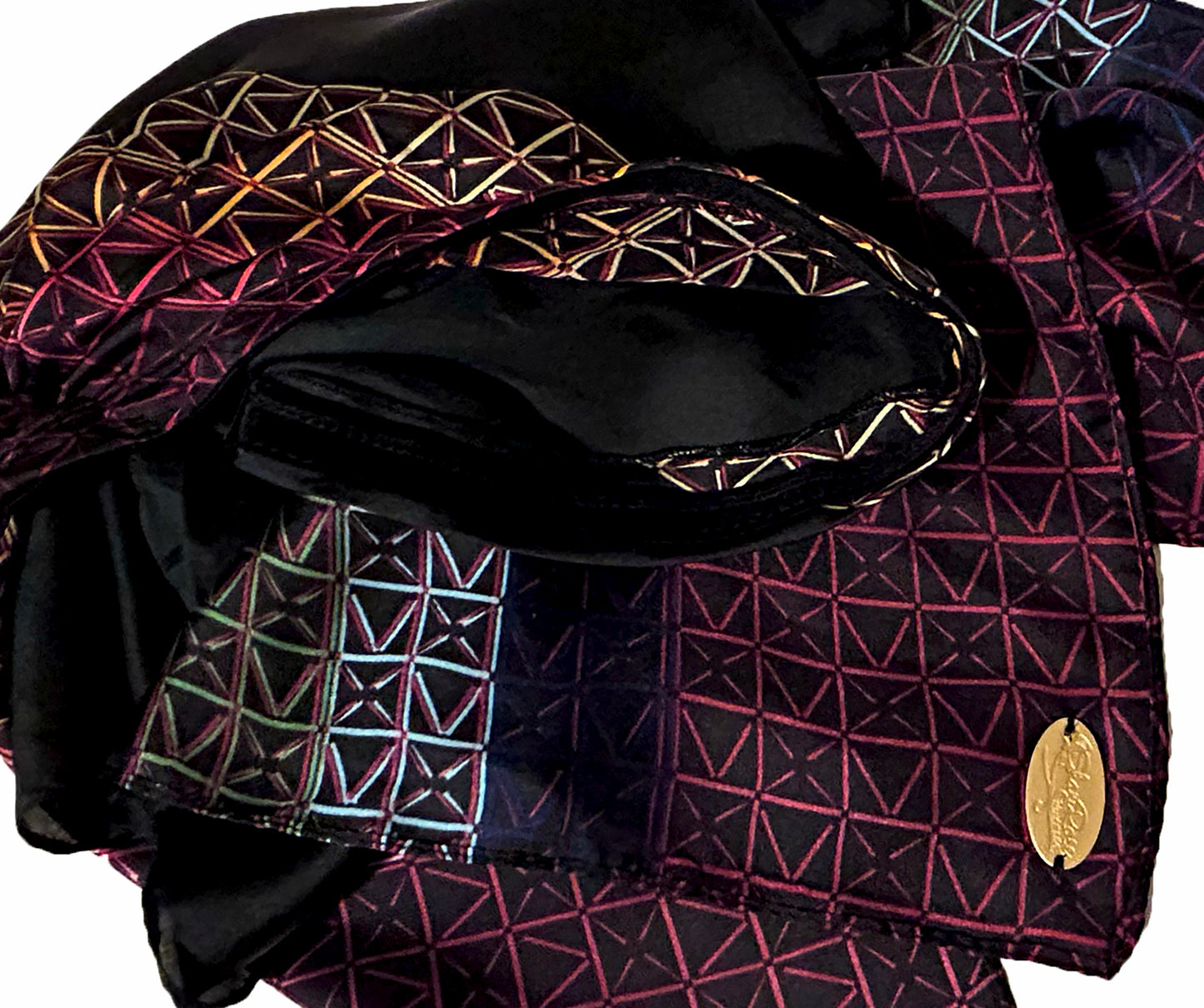 Black geometric non slip headscarf silky sparkle