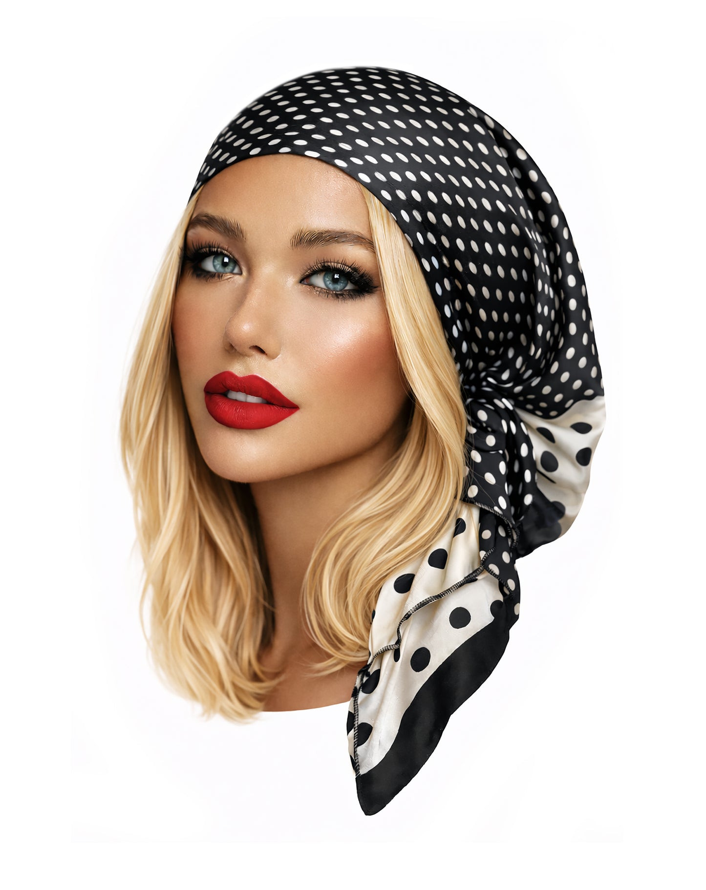 Black white satin non slip headscarf