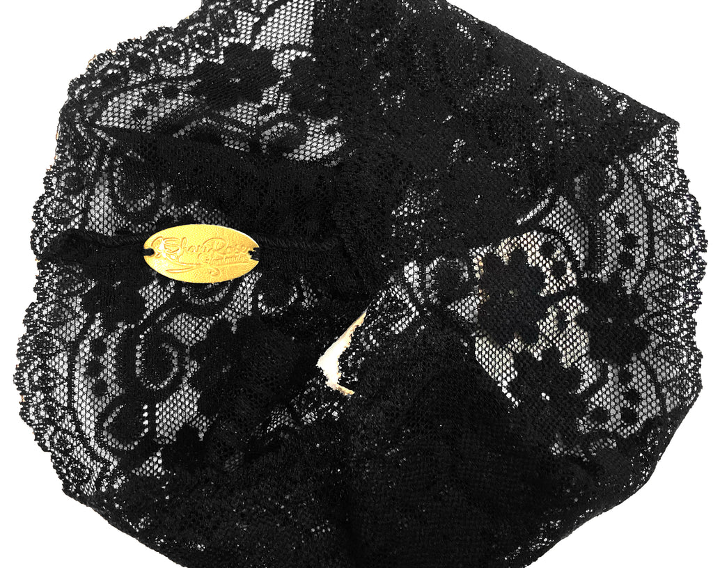 Black swirl floral lace headband